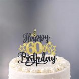 Boldog 60.szülinapot tortadísz fekete-arany szinben