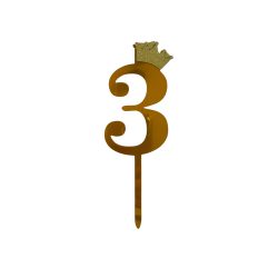 Arany színű szám koronával,3-as szám