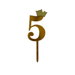 Arany színű szám koronával,5-ös szám