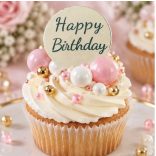 Happy Birthday dekortábla, ezüst