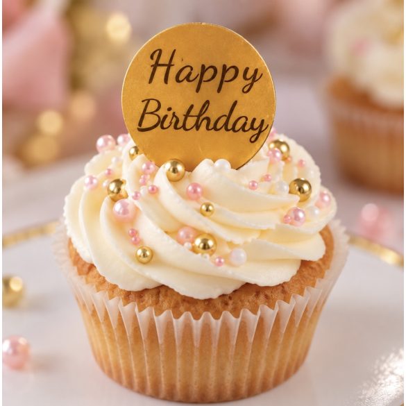 Happy Birthday dekortábla, arany