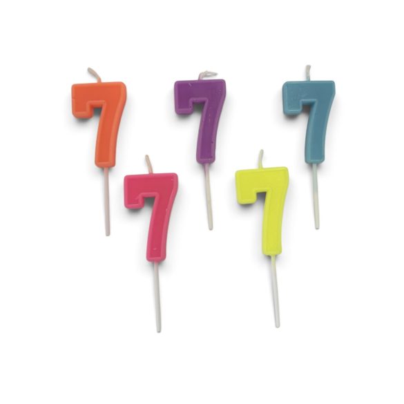 Színes neon számgyertya,7-es szám